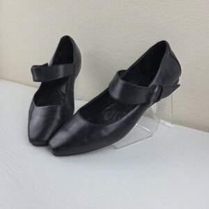 Mary Jane Black Leather Mary Jane Flats